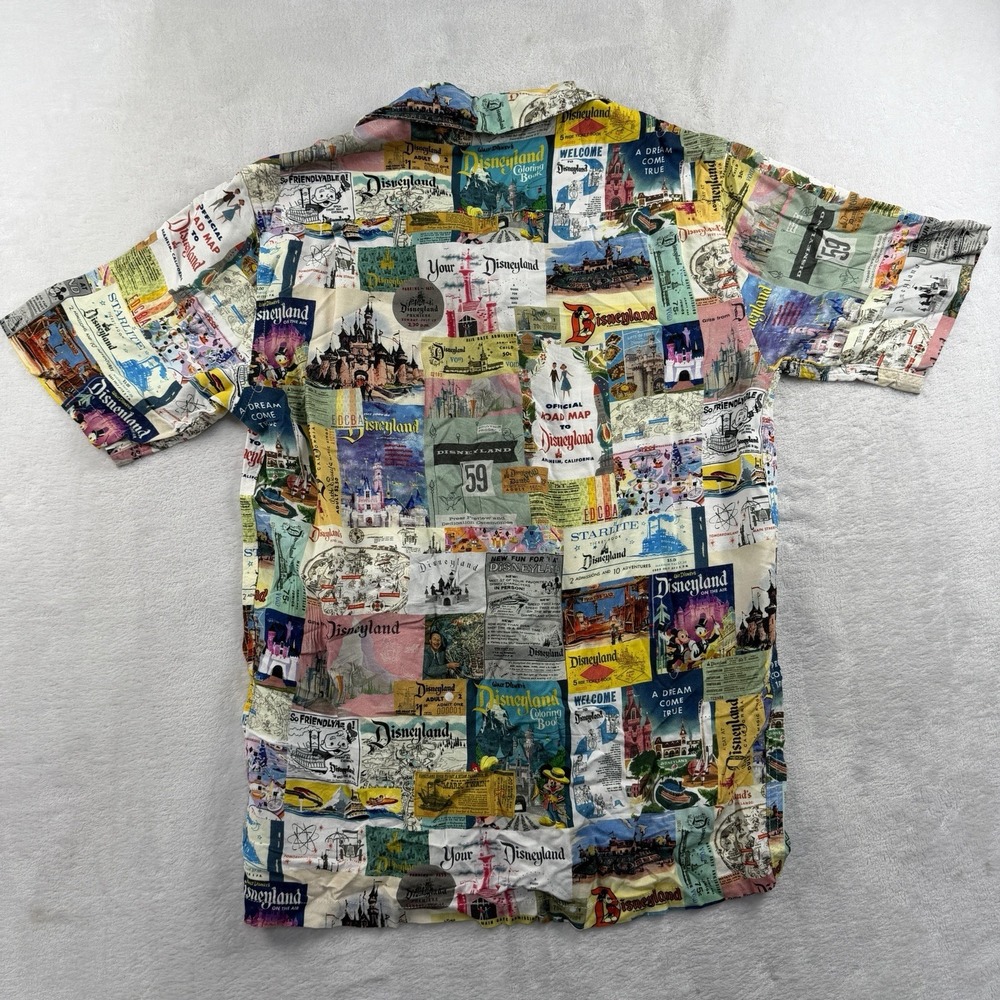 Disney 100 Disneyland Button Down Short Sleeve Viscose Size Small Collage AOP - Picture 11 of 12